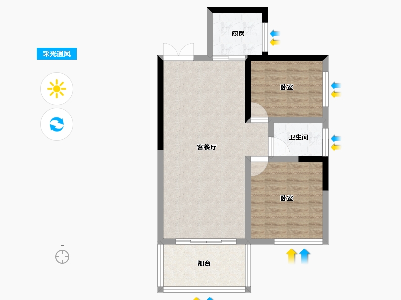 湖南省-长沙市-湘江东苑-63.14-户型库-采光通风