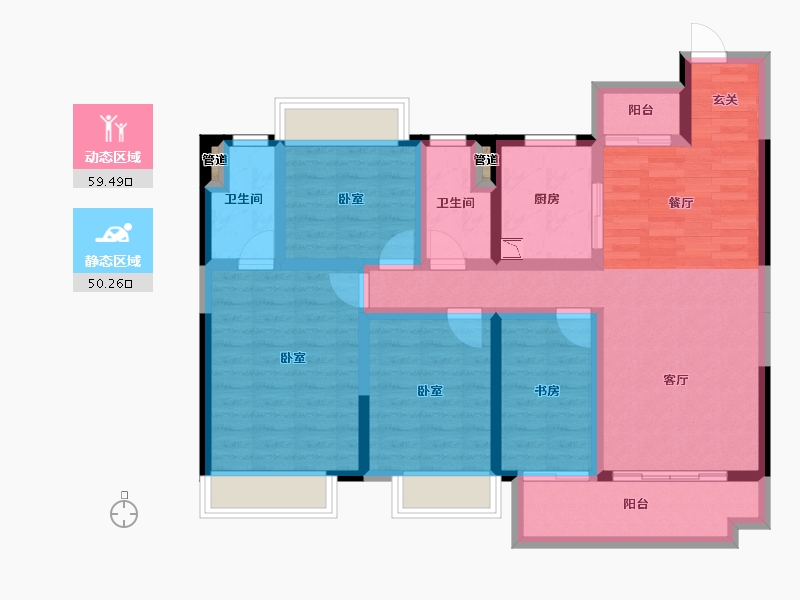 湖南省-衡阳市-美的云熙府-96.62-户型库-动静分区