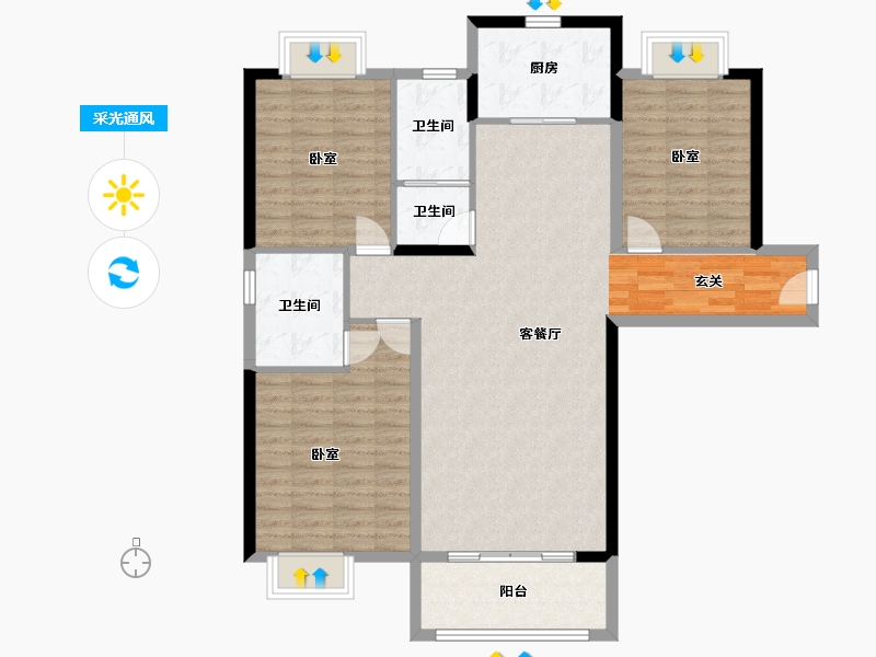 湖南省-岳阳市-名邦首府-112.95-户型库-采光通风