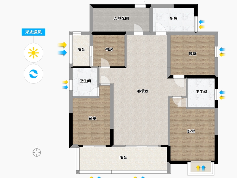 湖南省-邵阳市-和兴蓝湾-108.86-户型库-采光通风