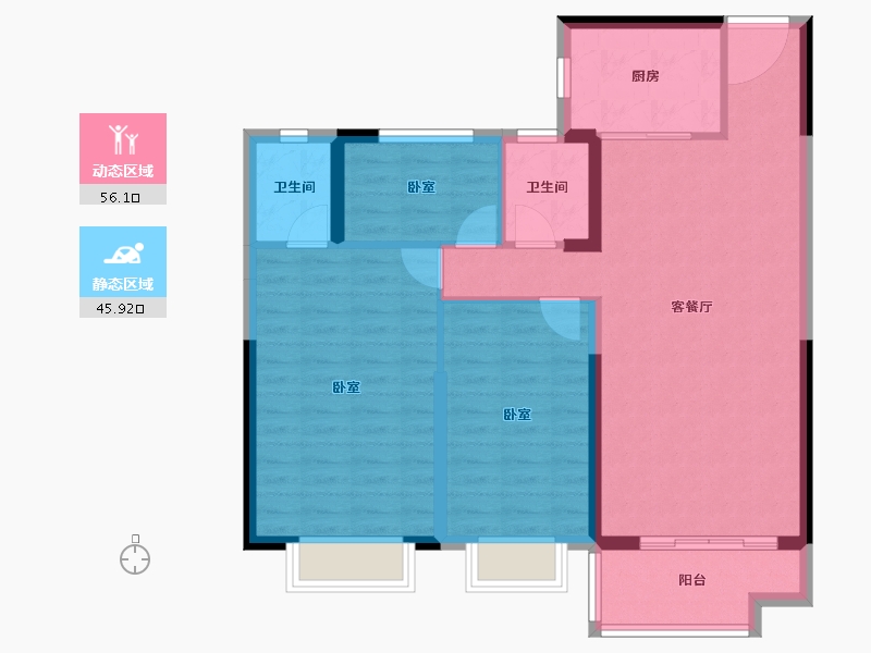 湖北省-黄石市-碧桂园·壹方公馆-92.13-户型库-动静分区