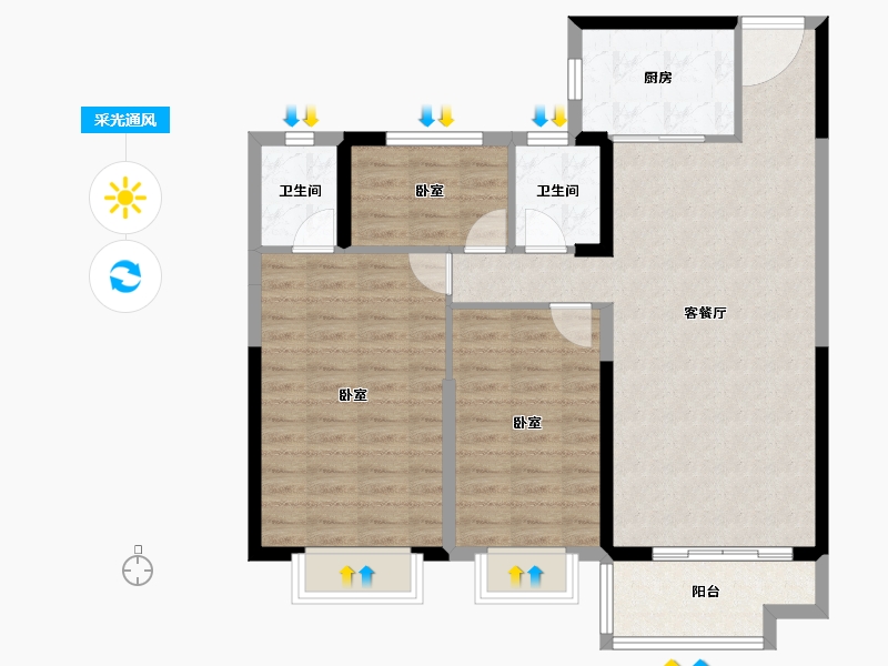 湖北省-黄石市-碧桂园·壹方公馆-92.13-户型库-采光通风