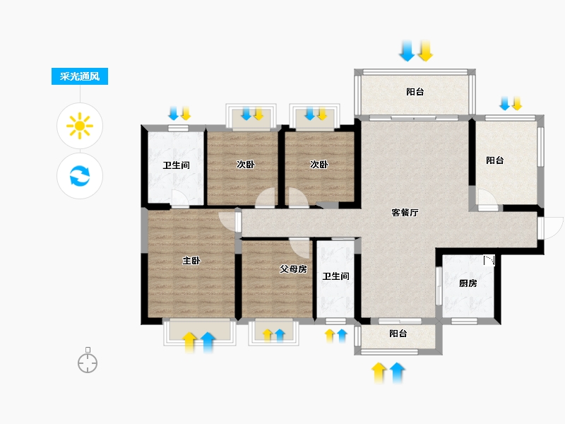 广西壮族自治区-贺州市-碧桂园·滨江一号-114.79-户型库-采光通风