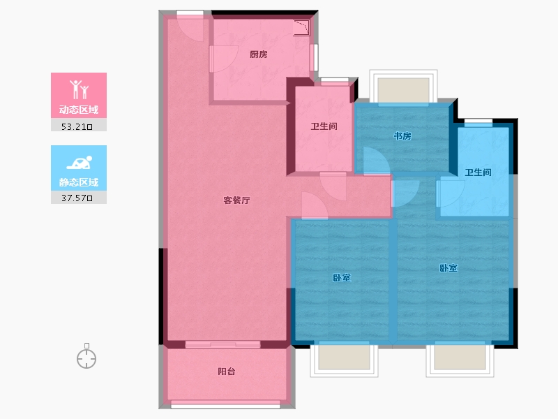 湖北省-武汉市-德信江南大院-80.74-户型库-动静分区