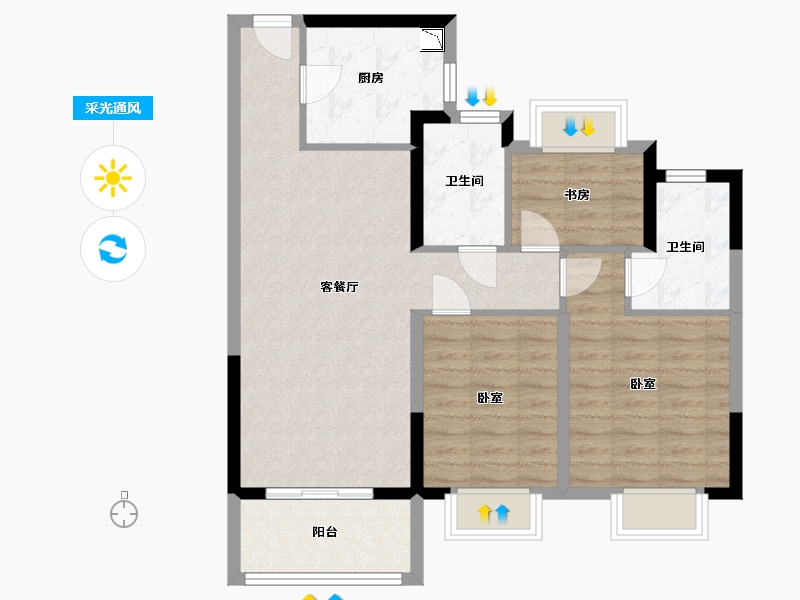 湖北省-武汉市-德信江南大院-80.74-户型库-采光通风