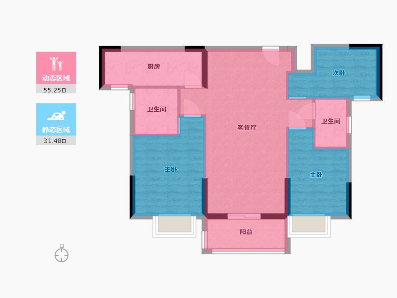 广东省-惠州市-海伦堡十里东江-77.67-户型库-动静分区