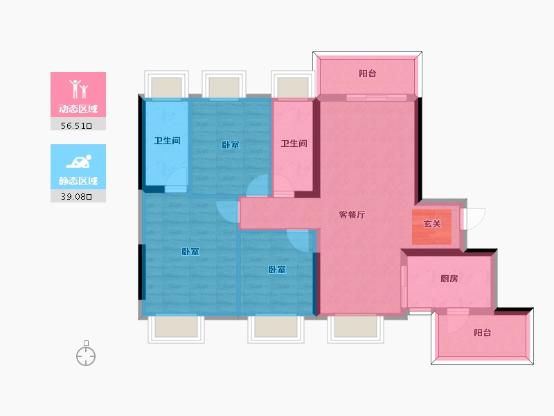 广东省-肇庆市-碧桂园龙熹山-85.24-户型库-动静分区