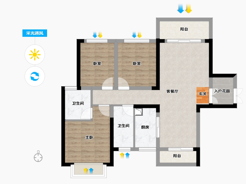 湖南省-长沙市-永宏万家里-81.64-户型库-采光通风