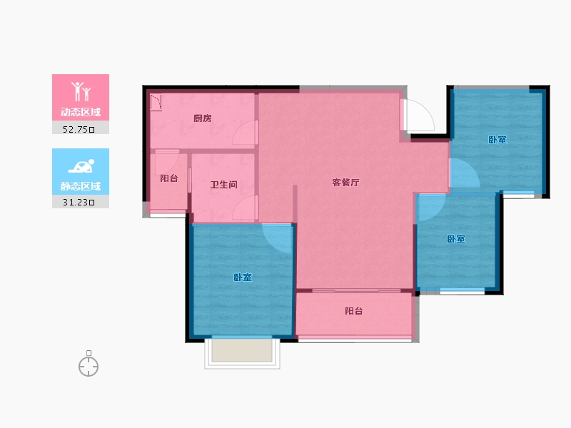 湖南省-邵阳市-邵阳恒大华府-76.07-户型库-动静分区