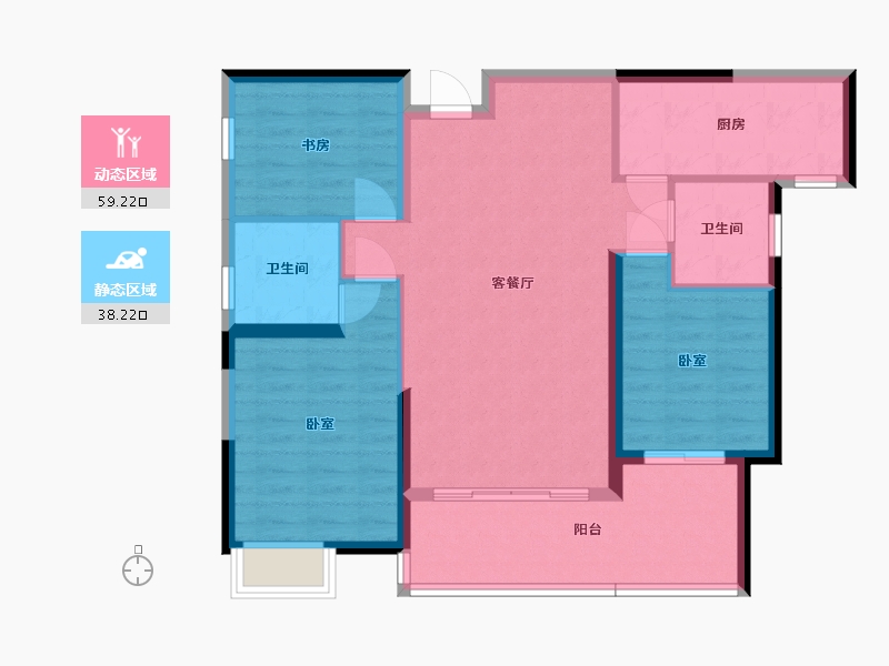 湖南省-邵阳市-和兴蓝湾-87.73-户型库-动静分区