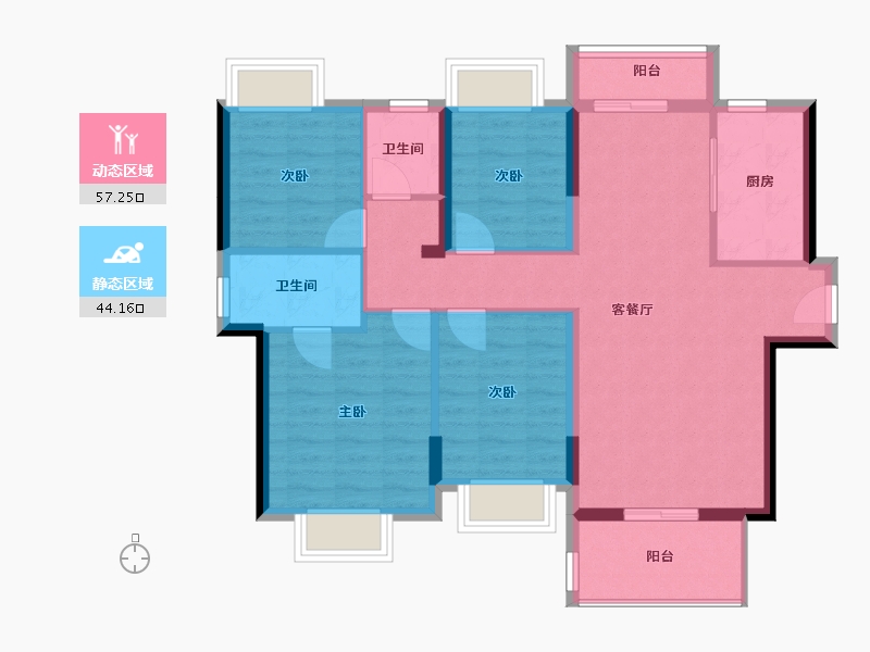 广东省-惠州市-海伦堡十里东江-90.81-户型库-动静分区