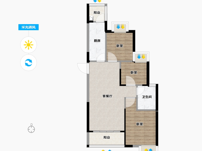 湖南省-邵阳市-邵阳恒大华府-67.80-户型库-采光通风