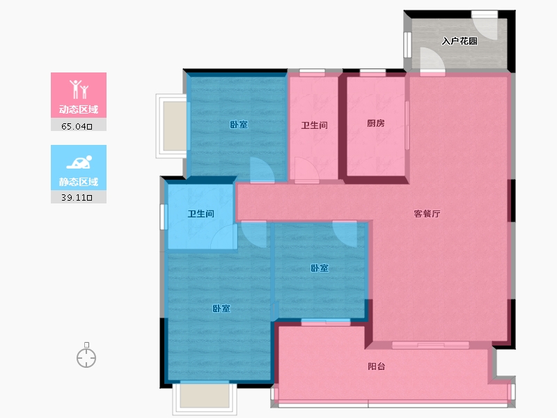 湖南省-邵阳市-和兴蓝湾-98.64-户型库-动静分区