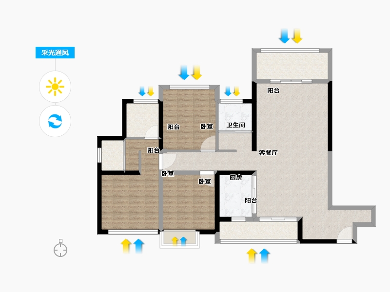 湖北省-黄石市-金典锦寓-113.42-户型库-采光通风