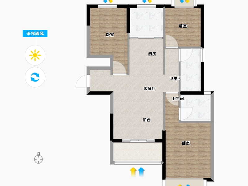 湖北省-武汉市-顶琇国际城-97.00-户型库-采光通风