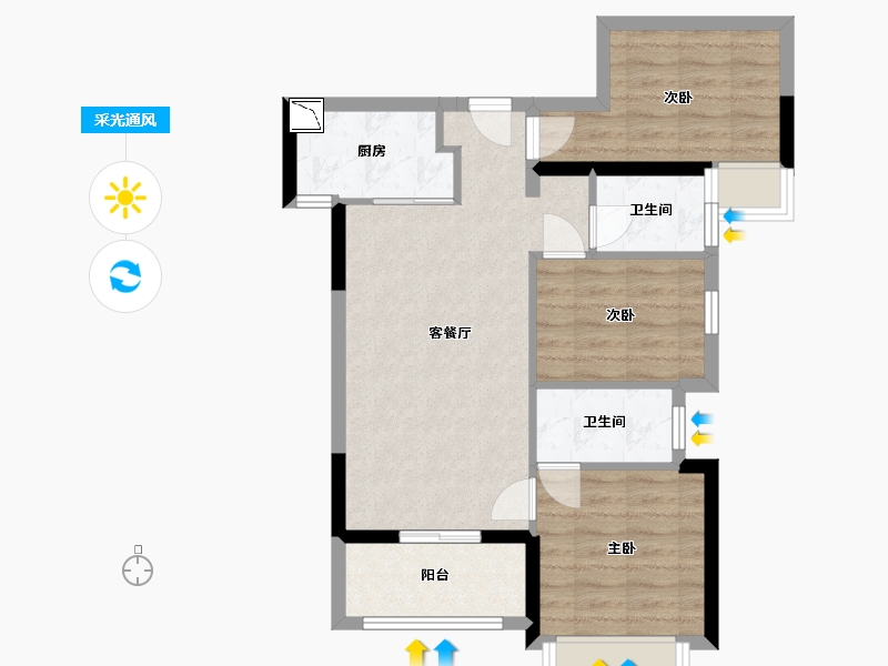 广东省-惠州市-海伦堡十里东江-66.46-户型库-采光通风