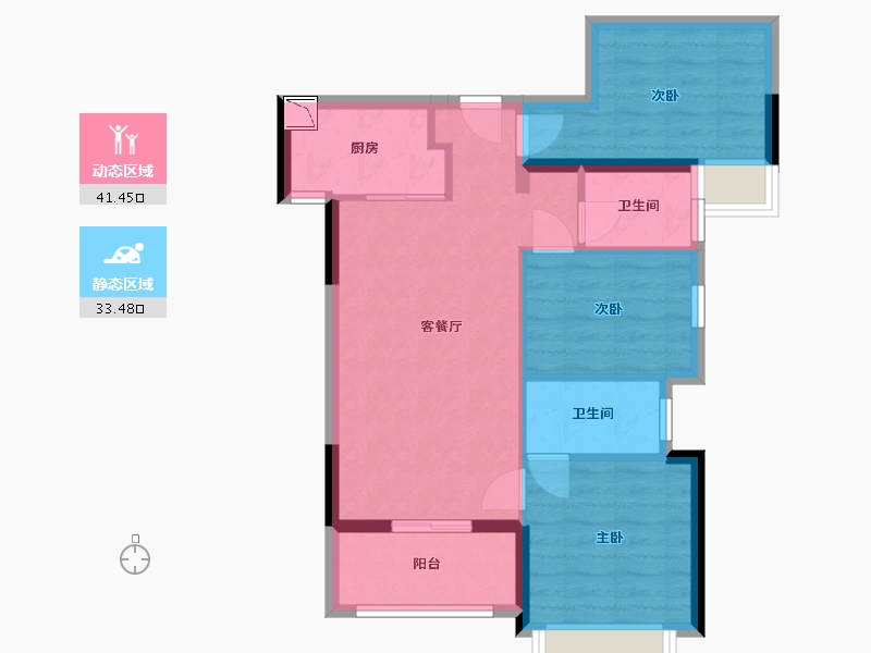 广东省-惠州市-海伦堡十里东江-66.46-户型库-动静分区