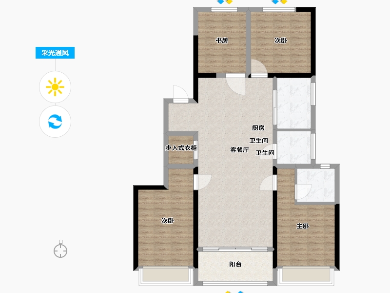 安徽省-蚌埠市-瑞泰滨江公馆-115.58-户型库-采光通风