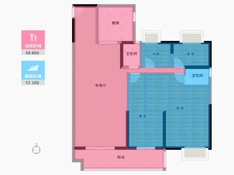 湖北省-黄石市-碧桂园·壹方公馆-109.78-户型库-动静分区