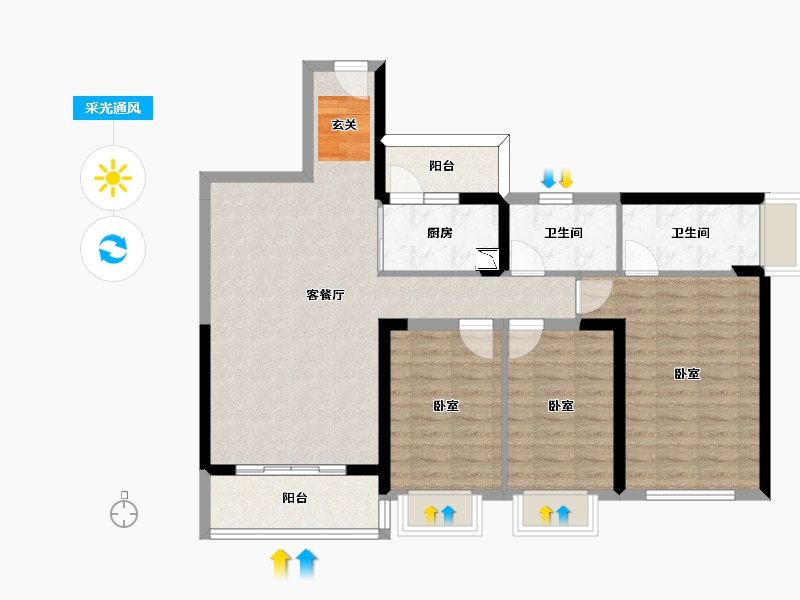 广东省-肇庆市-碧桂园龙熹山-93.43-户型库-采光通风