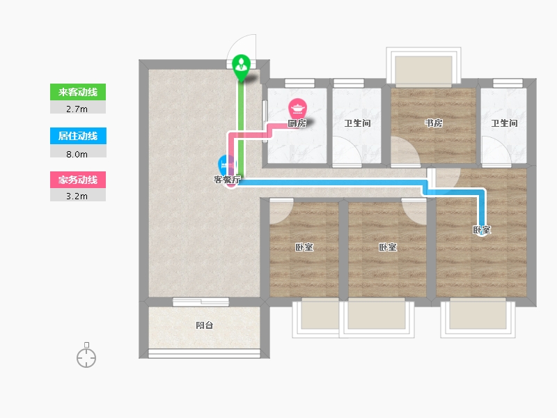 湖北省-孝感市-安陆水岸华府-57.29-户型库-动静线