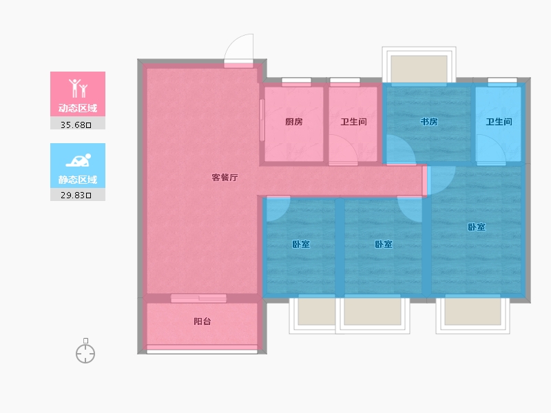 湖北省-孝感市-安陆水岸华府-57.29-户型库-动静分区