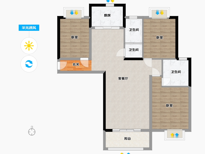 湖南省-岳阳市-名邦首府-109.77-户型库-采光通风