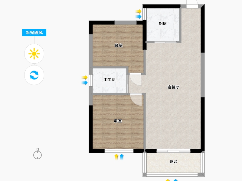 湖北省-武汉市-南国明珠四期-68.32-户型库-采光通风