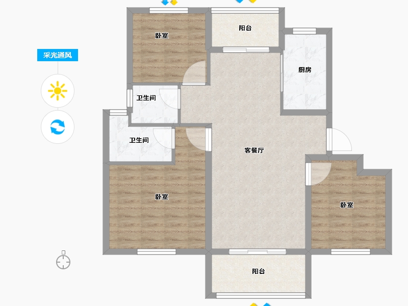 河南省-开封市-宝业龙湖御城-92.00-户型库-采光通风