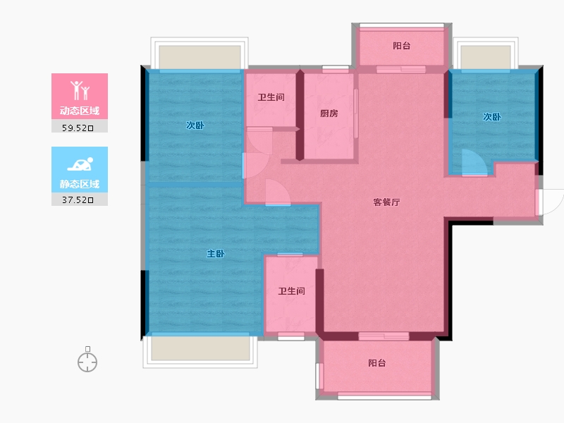 广东省-惠州市-海伦堡十里东江-86.95-户型库-动静分区