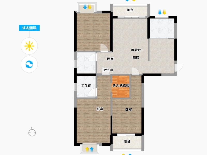 湖北省-武汉市-城投秀水青城-106.86-户型库-采光通风