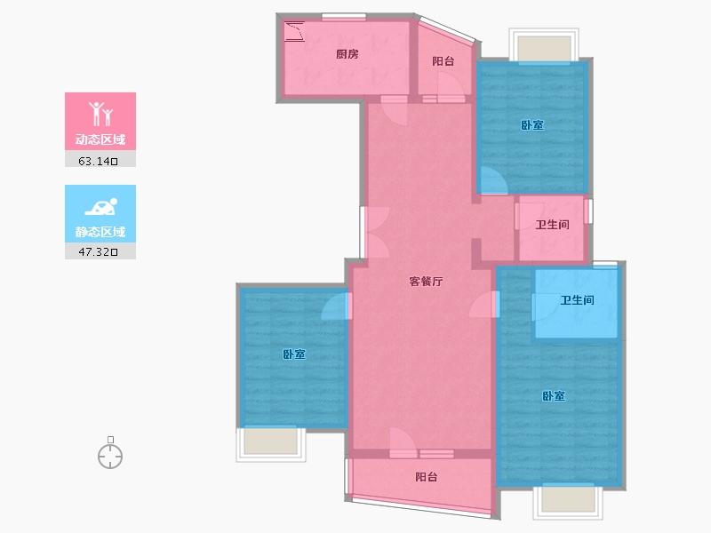 湖北省-武汉市-恋湖家园滨湖区二期-97.84-户型库-动静分区