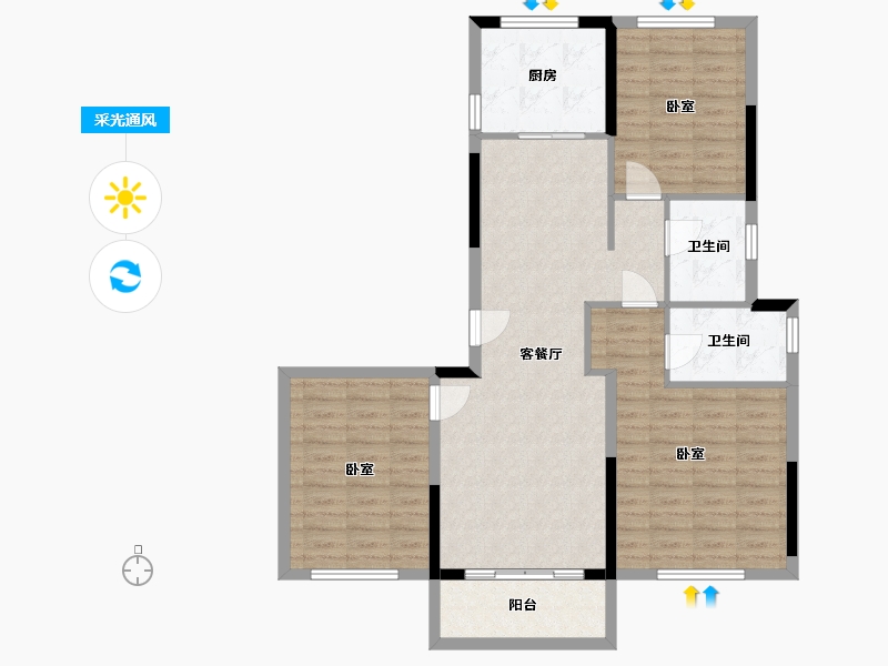 浙江省-杭州市-宋都如意溪湖-95.87-户型库-采光通风