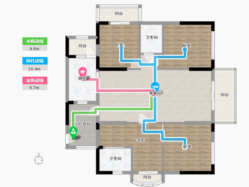 湖北省-武汉市-南国明珠四期-126.57-户型库-动静线