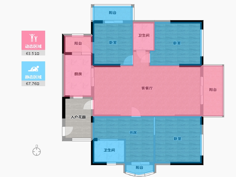 湖北省-武汉市-南国明珠四期-126.57-户型库-动静分区