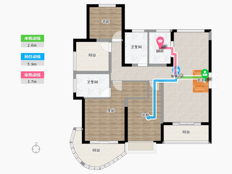 江苏省-常州市-翡丽蓝湾住宅-114.63-户型库-动静线