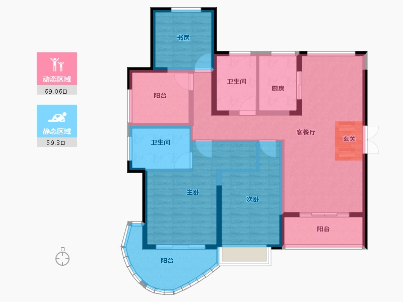 江苏省-常州市-翡丽蓝湾住宅-114.63-户型库-动静分区