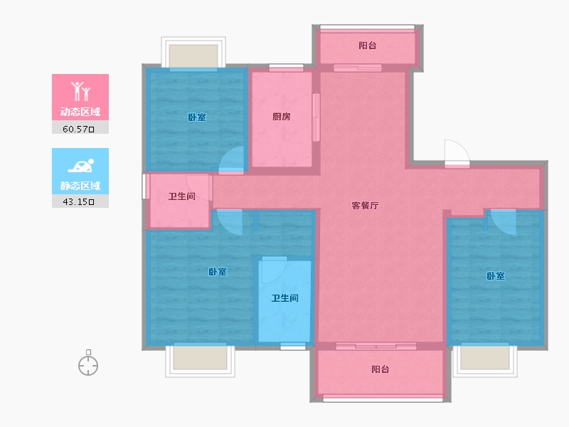 湖北省-孝感市-安陆水岸华府-92.35-户型库-动静分区