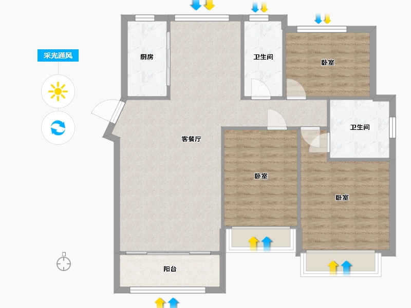 湖南省-常德市-诚信丽景-96.84-户型库-采光通风