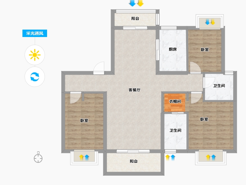 湖北省-孝感市-安陆水岸华府-93.76-户型库-采光通风