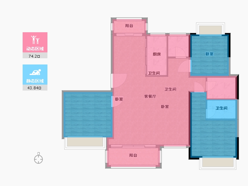 湖北省-黄石市-玖鸣·湖山樾-107.19-户型库-动静分区