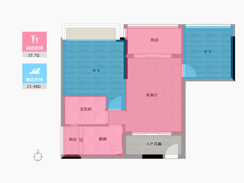 广东省-江门市-丰泽雅轩-56.82-户型库-动静分区