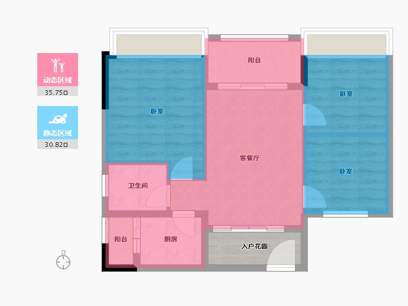 广东省-江门市-丰泽雅轩-63.77-户型库-动静分区