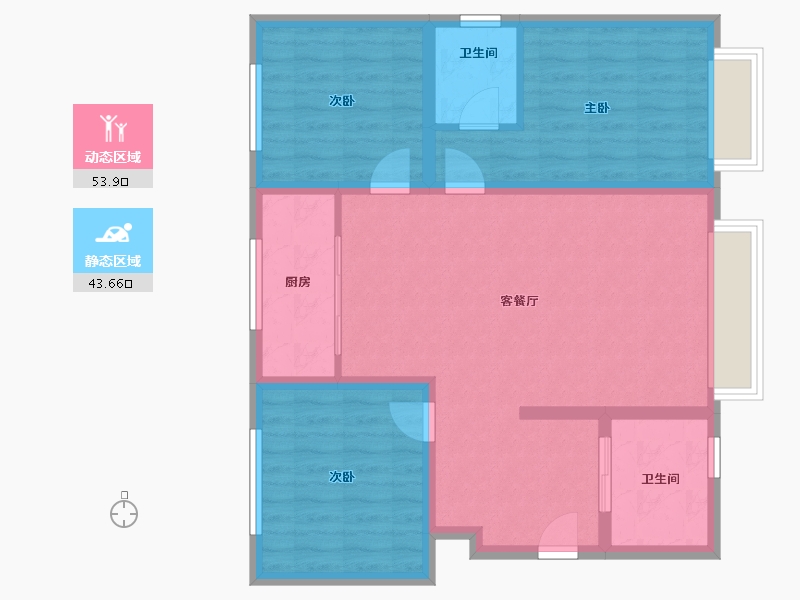 新疆维吾尔自治区-乌鲁木齐市-公园柒号-87.46-户型库-动静分区