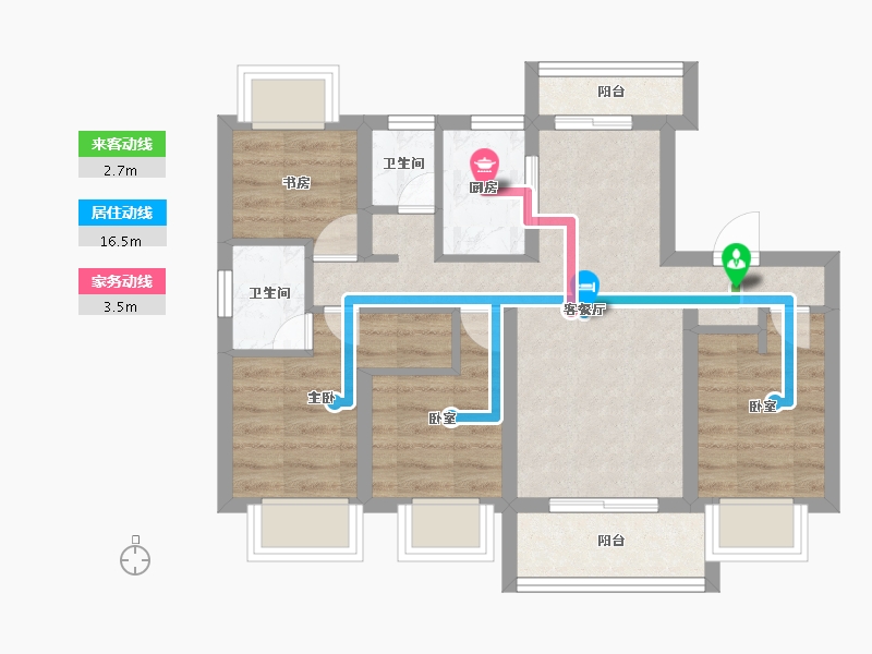 湖北省-孝感市-安陆水岸华府-58.43-户型库-动静线