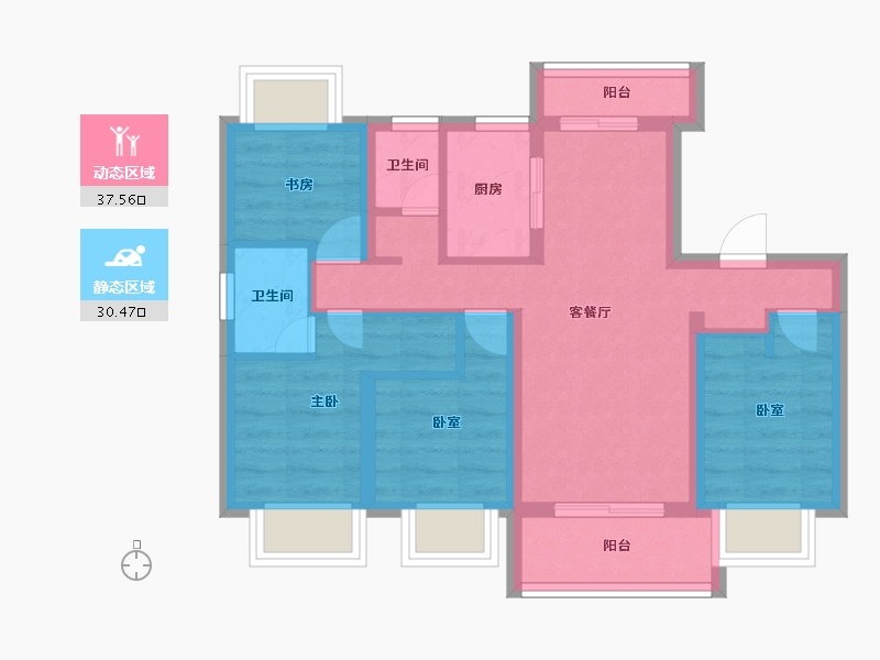 湖北省-孝感市-安陆水岸华府-58.43-户型库-动静分区