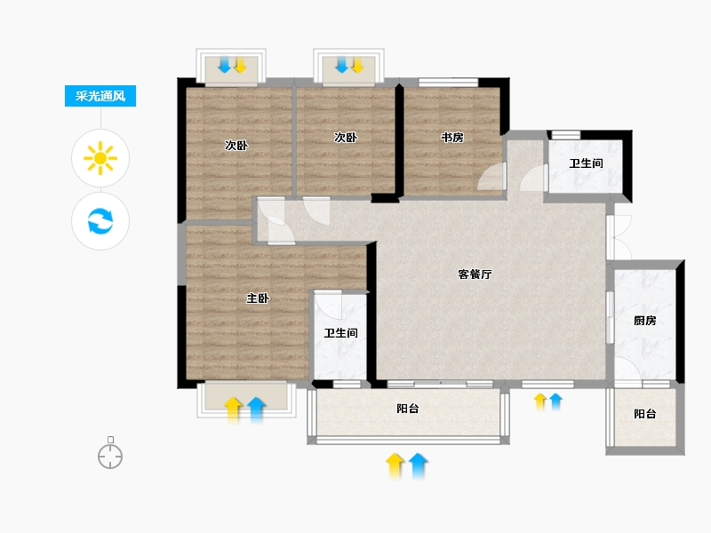 广东省-广州市-龙湖首开天宸原著-108.64-户型库-采光通风