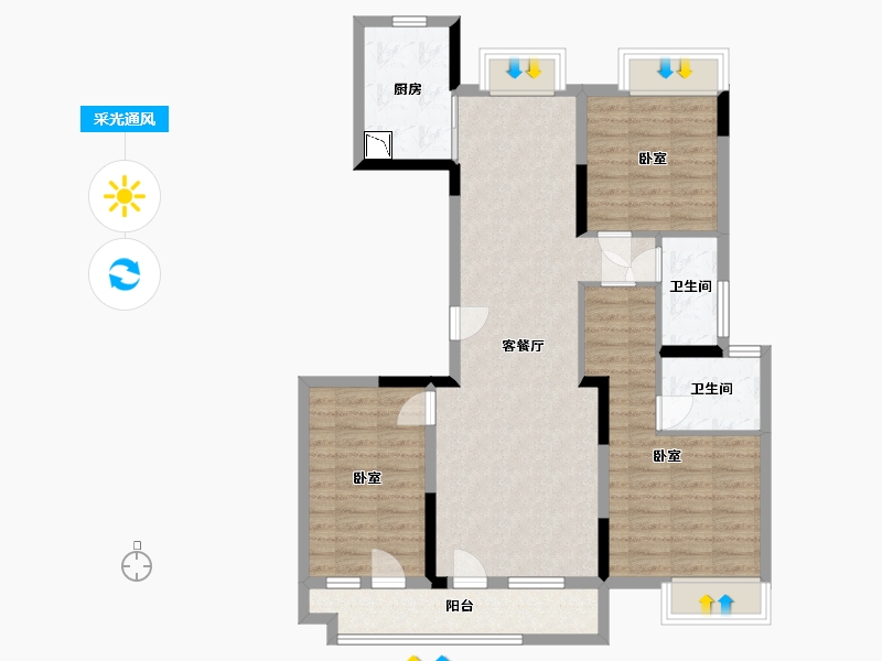 湖北省-武汉市-融创融公馆-96.14-户型库-采光通风