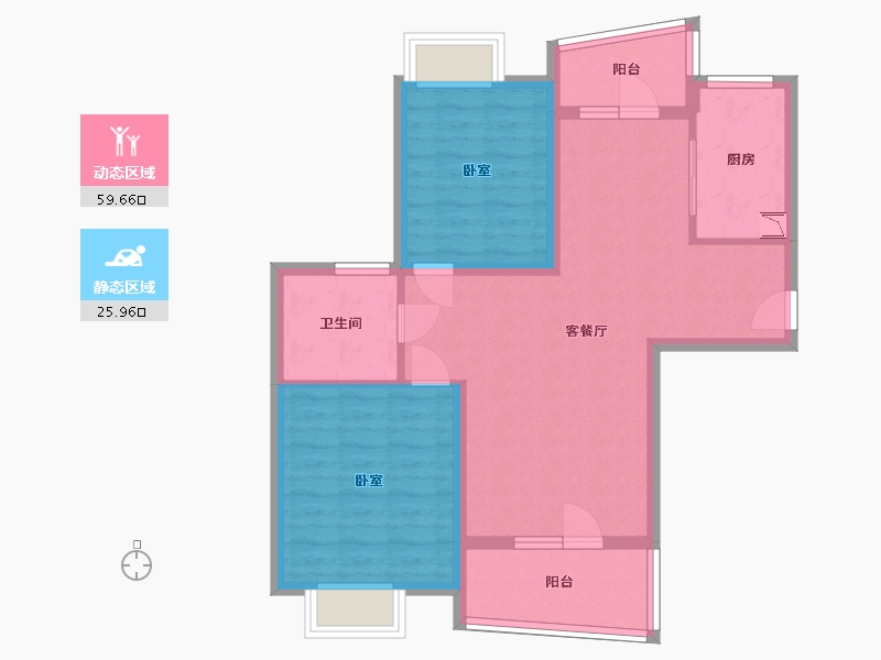 湖北省-武汉市-恋湖家园滨湖区二期-76.01-户型库-动静分区