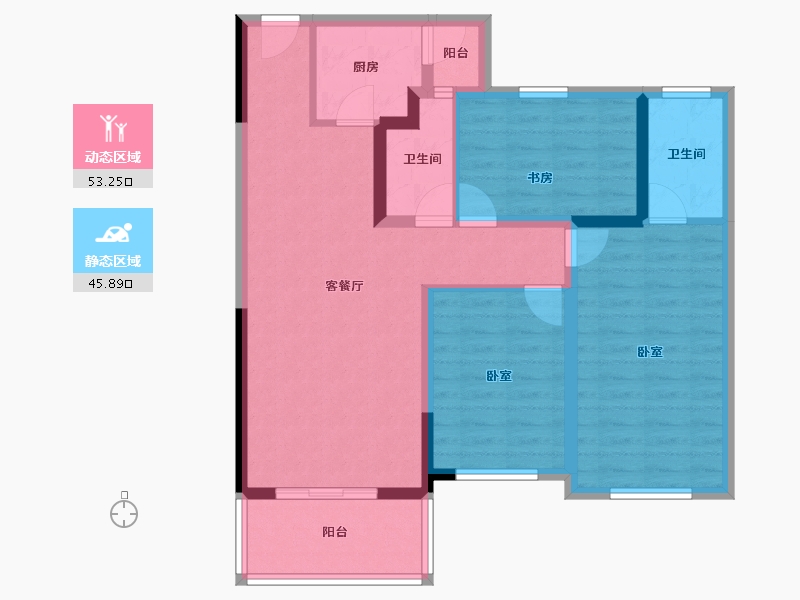 湖北省-咸宁市-金色海湾-88.01-户型库-动静分区